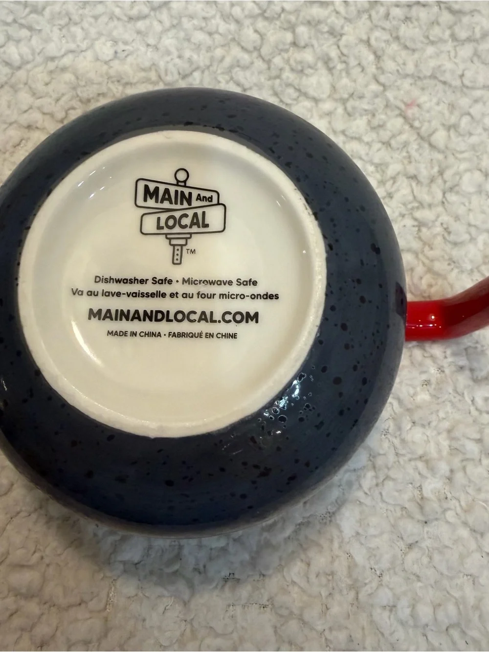 Main and Local Curling Rock Speckled Ceramic Coffee Mug Maple Leaf Canada